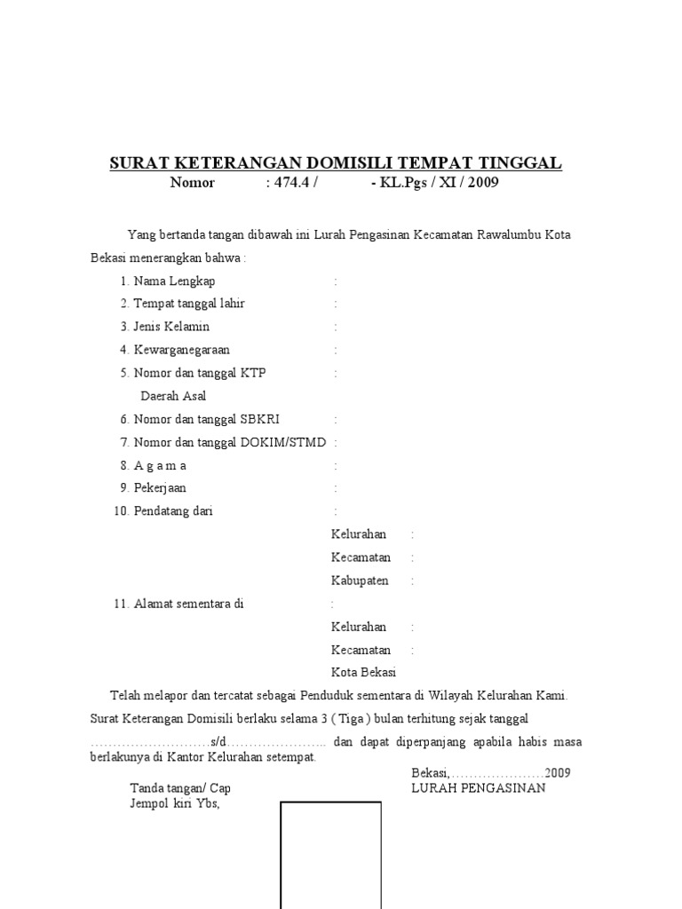 Detail Contoh Surat Domisili Jakarta Nomer 39