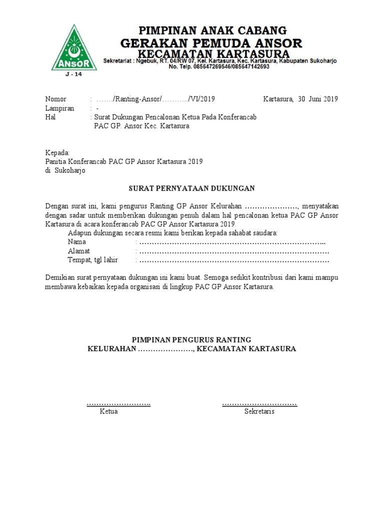 Detail Contoh Surat Dukungan Pencalonan Nomer 6