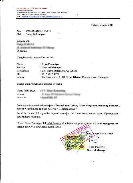 Detail Contoh Surat Dukungan Supplier Nomer 14