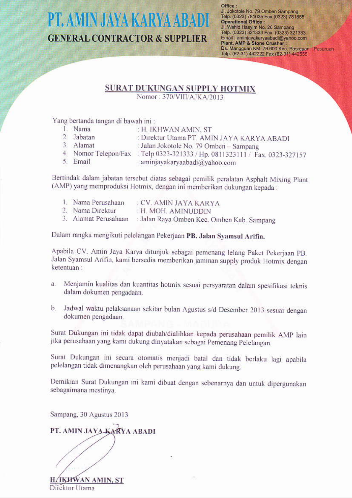 Detail Contoh Surat Dukungan Supplier Nomer 27