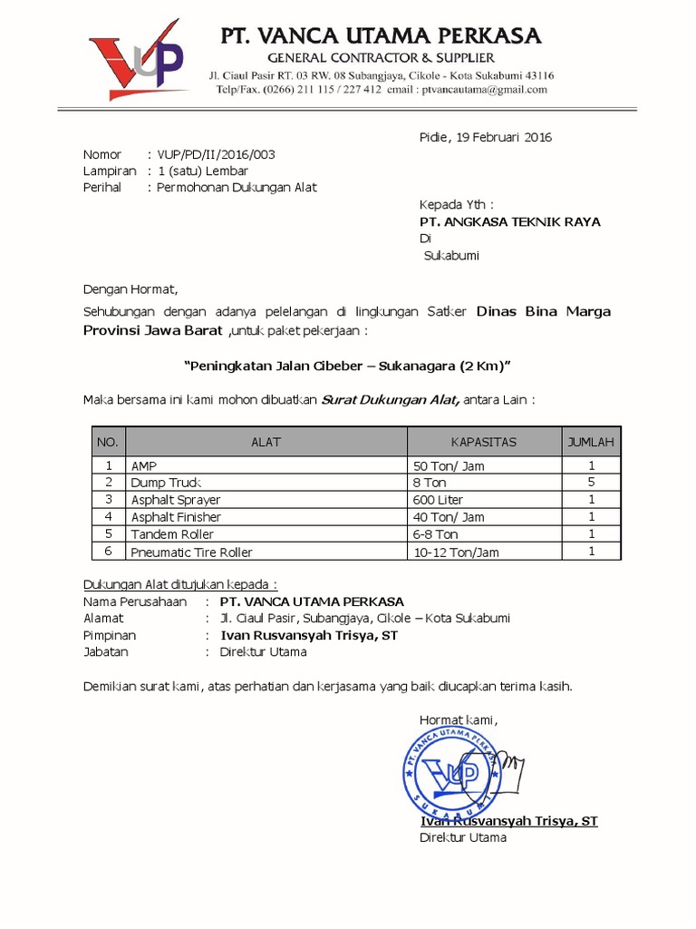 Detail Contoh Surat Dukungan Supplier Nomer 34