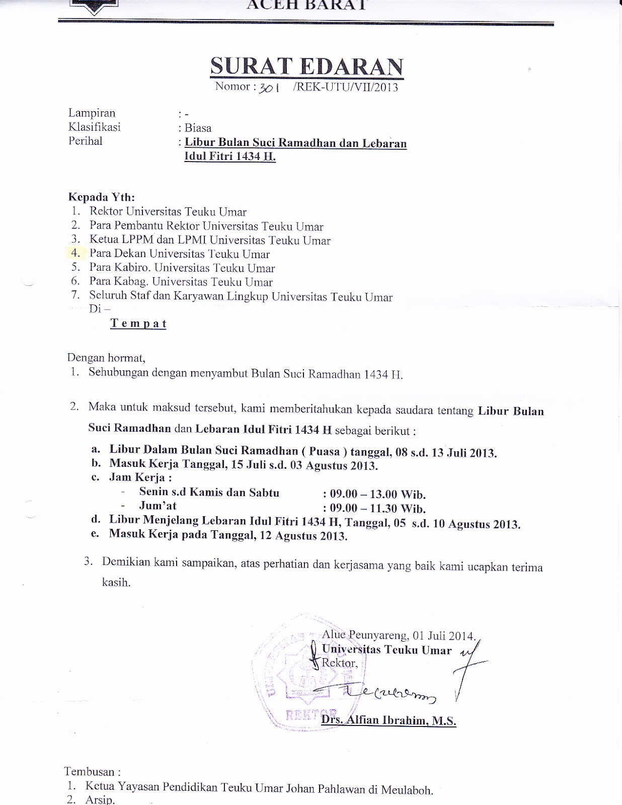Detail Contoh Surat Edaran Libur Hari Raya Idul Fitri Nomer 17