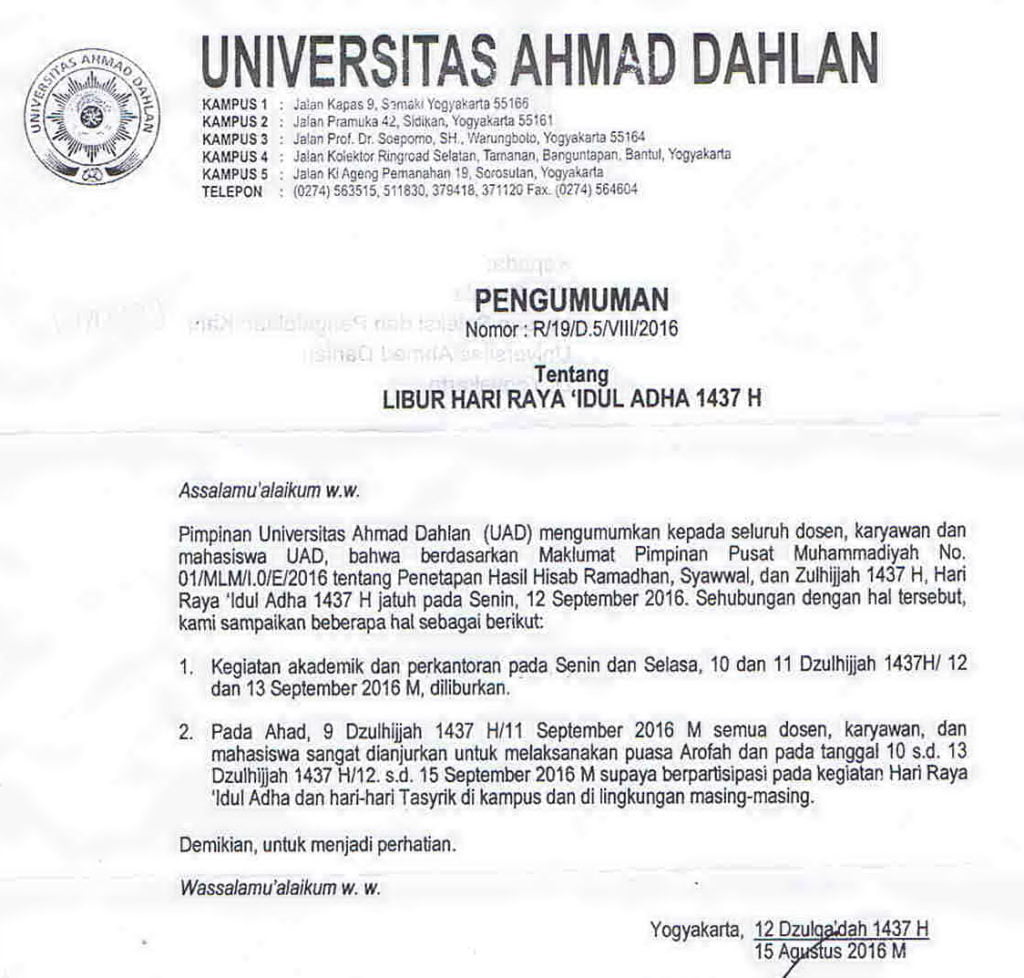 Detail Contoh Surat Edaran Libur Hari Raya Idul Fitri Nomer 40