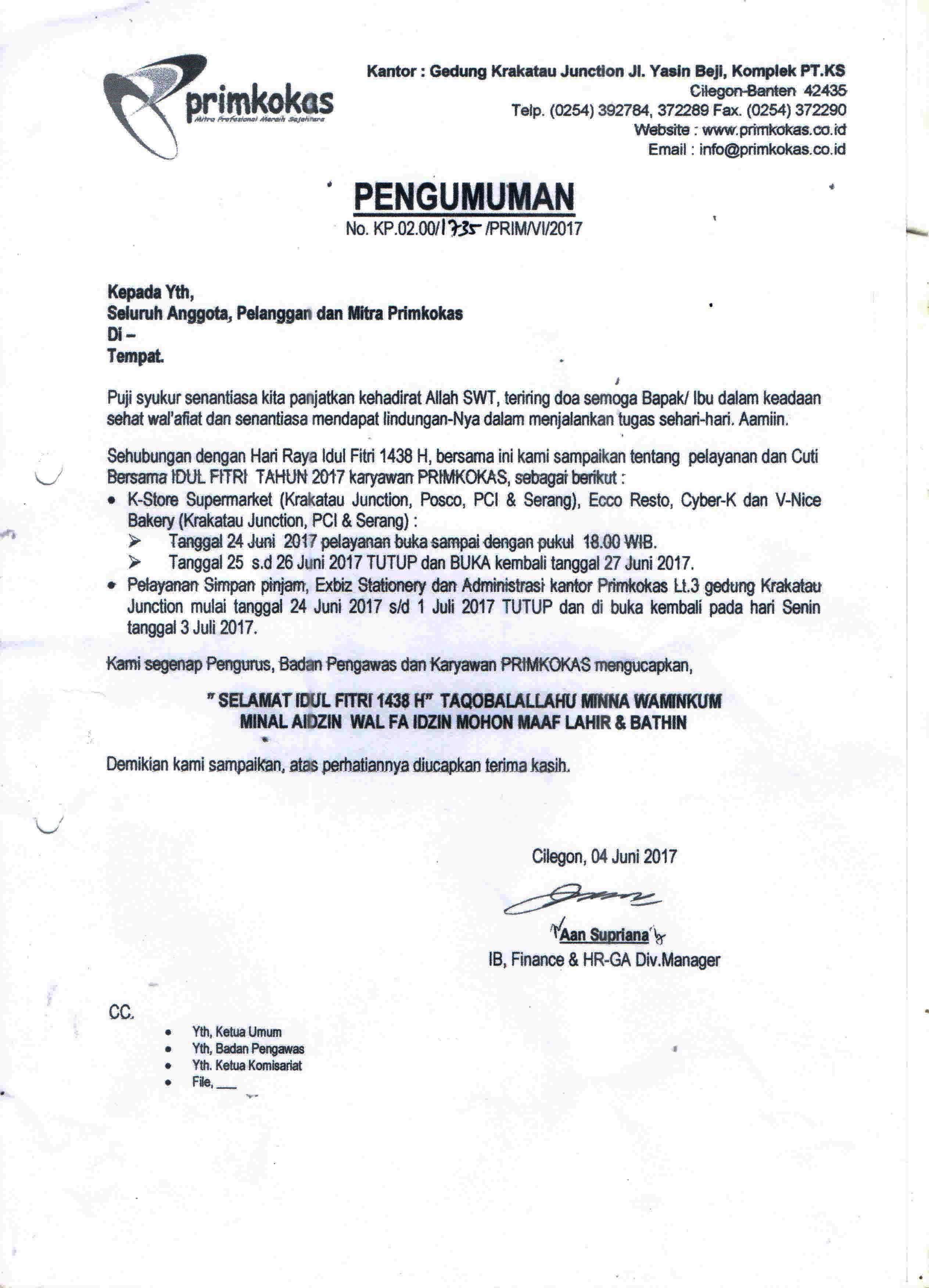 Detail Contoh Surat Edaran Libur Hari Raya Idul Fitri Nomer 43