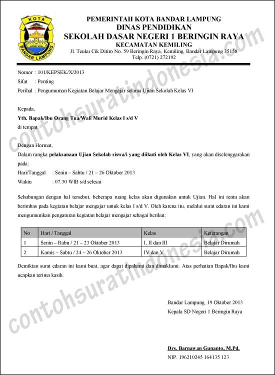 Detail Contoh Surat Edaran Libur Sekolah Nomer 2