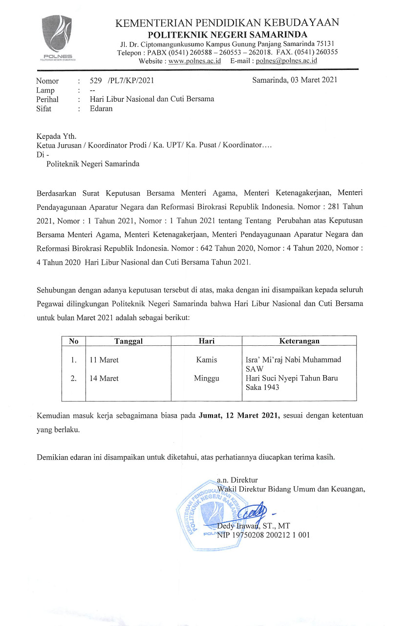 Detail Contoh Surat Edaran Pemberitahuan Libur Nomer 43