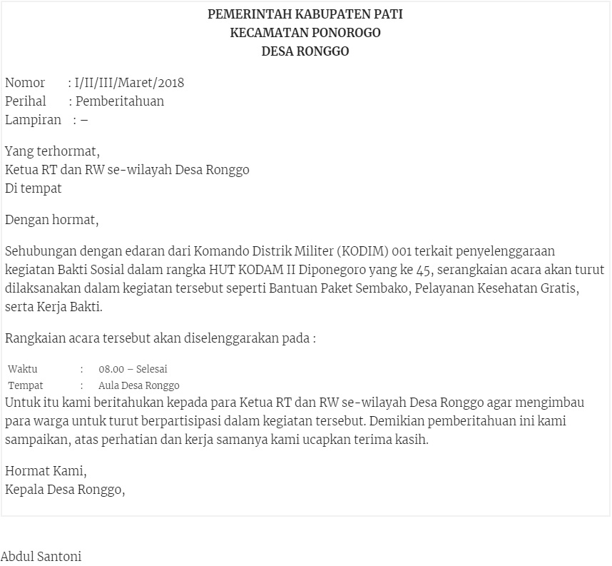 Detail Contoh Surat Edaran Pemberitahuan Rt Nomer 32