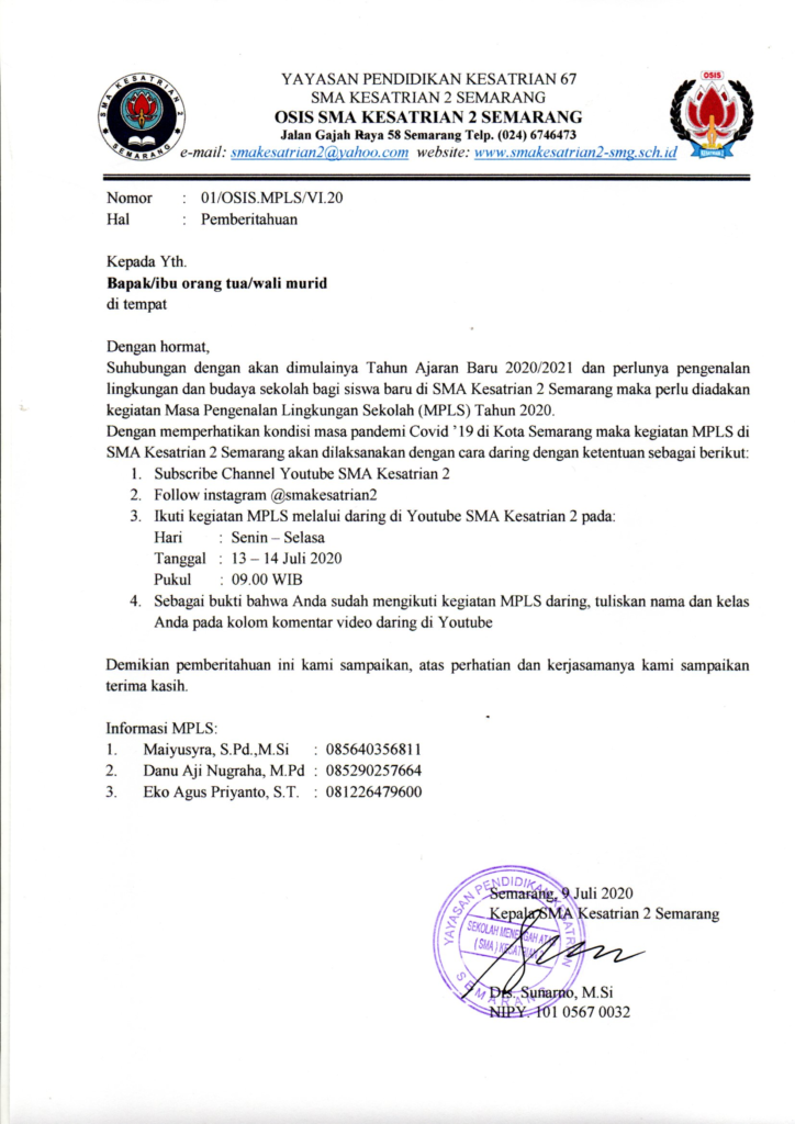 Detail Contoh Surat Edaran Pemberitahuan Sekolah Nomer 35