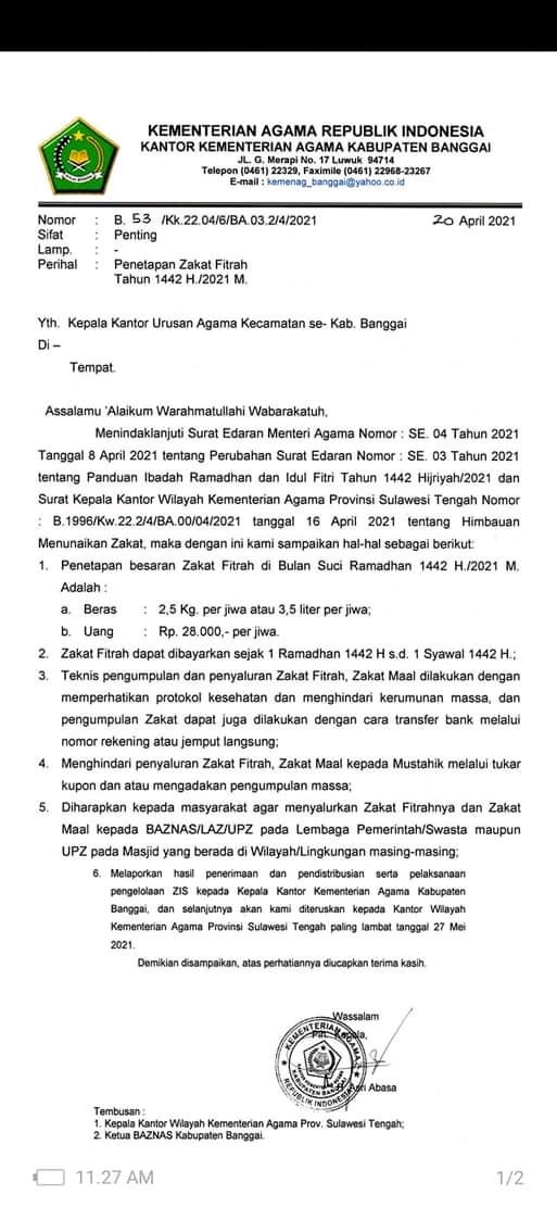 Detail Contoh Surat Edaran Zakat Fitrah Nomer 20