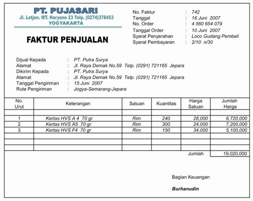 Detail Contoh Surat Faktur Nomer 7