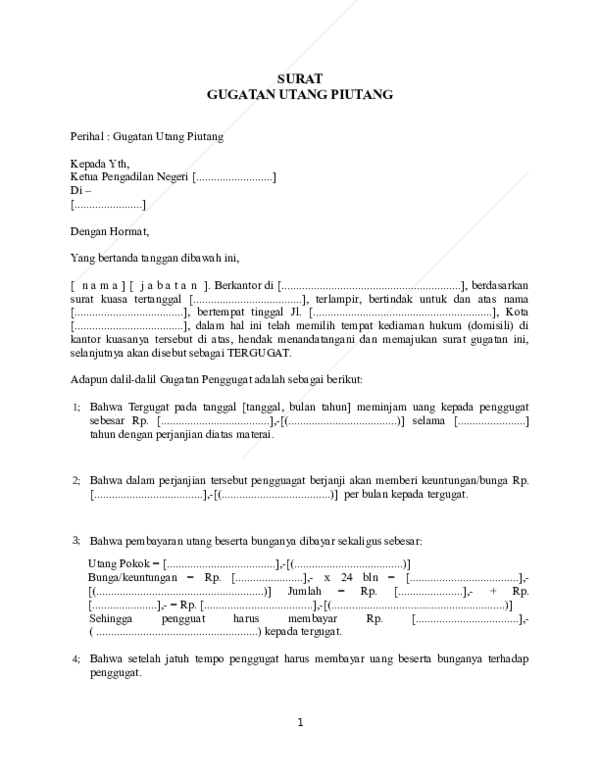 Detail Contoh Surat Gugatan Hukum Acara Perdata Nomer 40