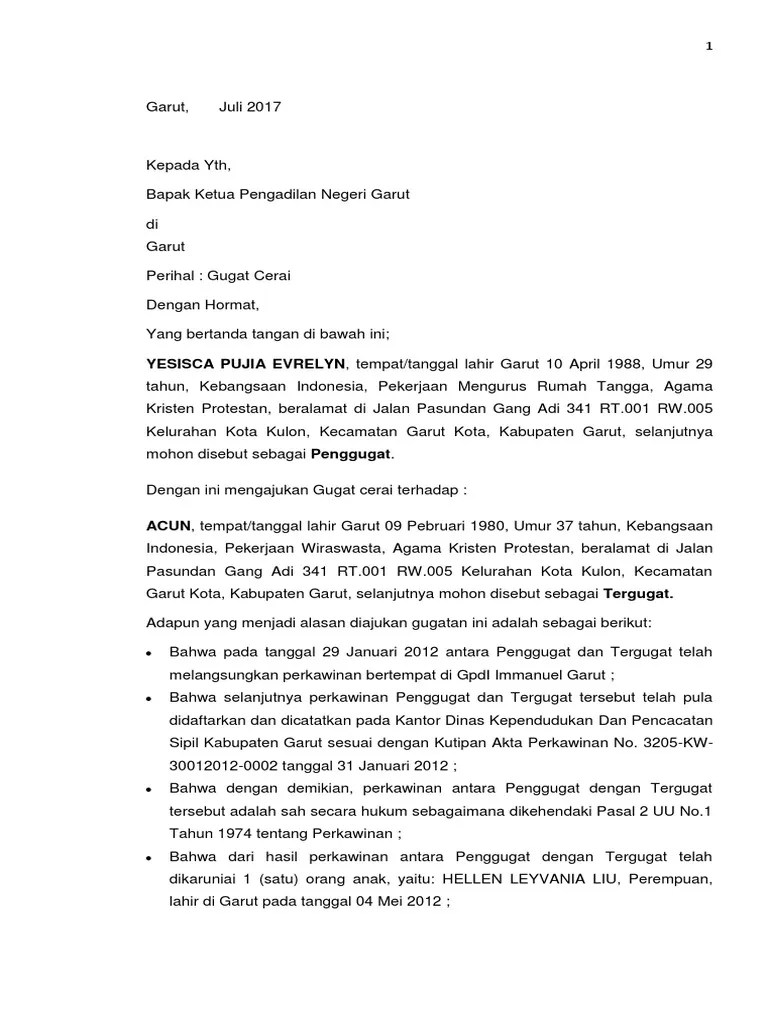 Detail Contoh Surat Gugatan Ke Pengadilan Agama Nomer 24