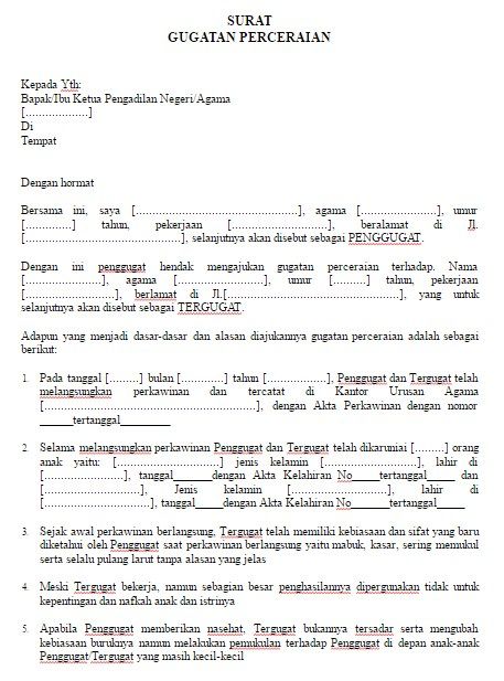 Detail Contoh Surat Gugatan Ke Pengadilan Agama Nomer 30
