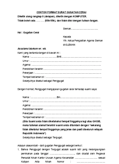 Detail Contoh Surat Gugatan Ke Pengadilan Agama Nomer 32