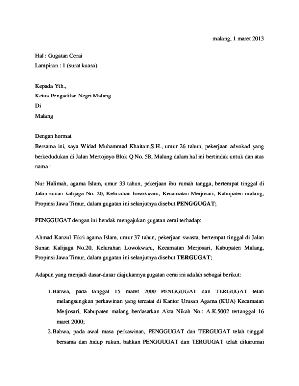 Detail Contoh Surat Gugatan Ke Pengadilan Agama Nomer 40