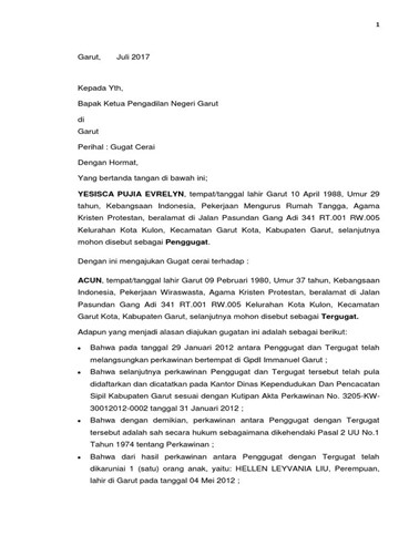 Detail Contoh Surat Gugatan Perceraian Nomer 8