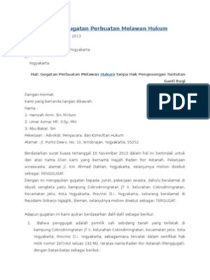 Detail Contoh Surat Gugatan Pmh Nomer 6