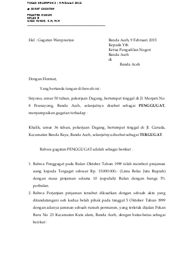 Detail Contoh Surat Gugatan Ptun Tentang Imb Nomer 30