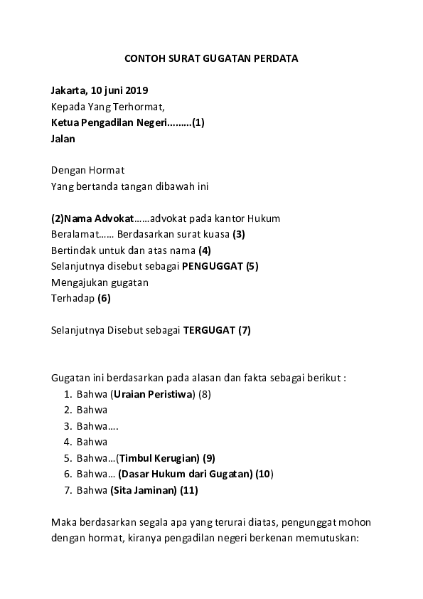 Detail Contoh Surat Gugatan Sederhana Nomer 29