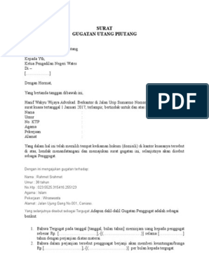 Detail Contoh Surat Gugatan Utang Piutang Nomer 4