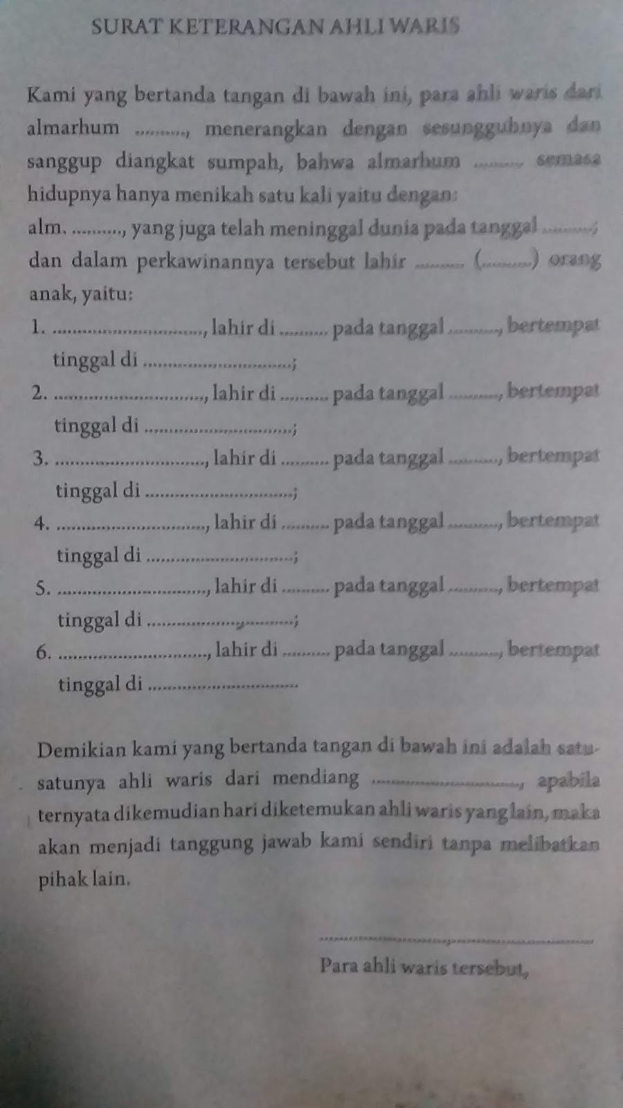 Detail Contoh Surat Hak Waris Nomer 55