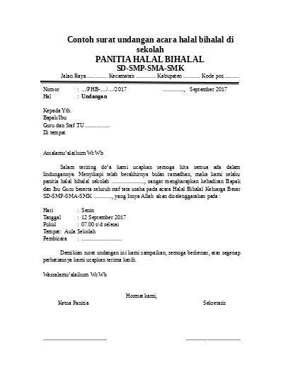 Contoh Surat Halal Bihalal - KibrisPDR