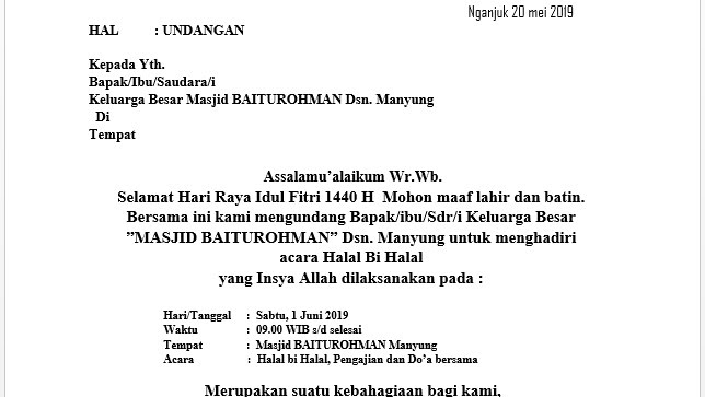 Detail Contoh Surat Halal Bihalal Nomer 20