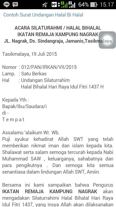 Detail Contoh Surat Halal Bihalal Nomer 36