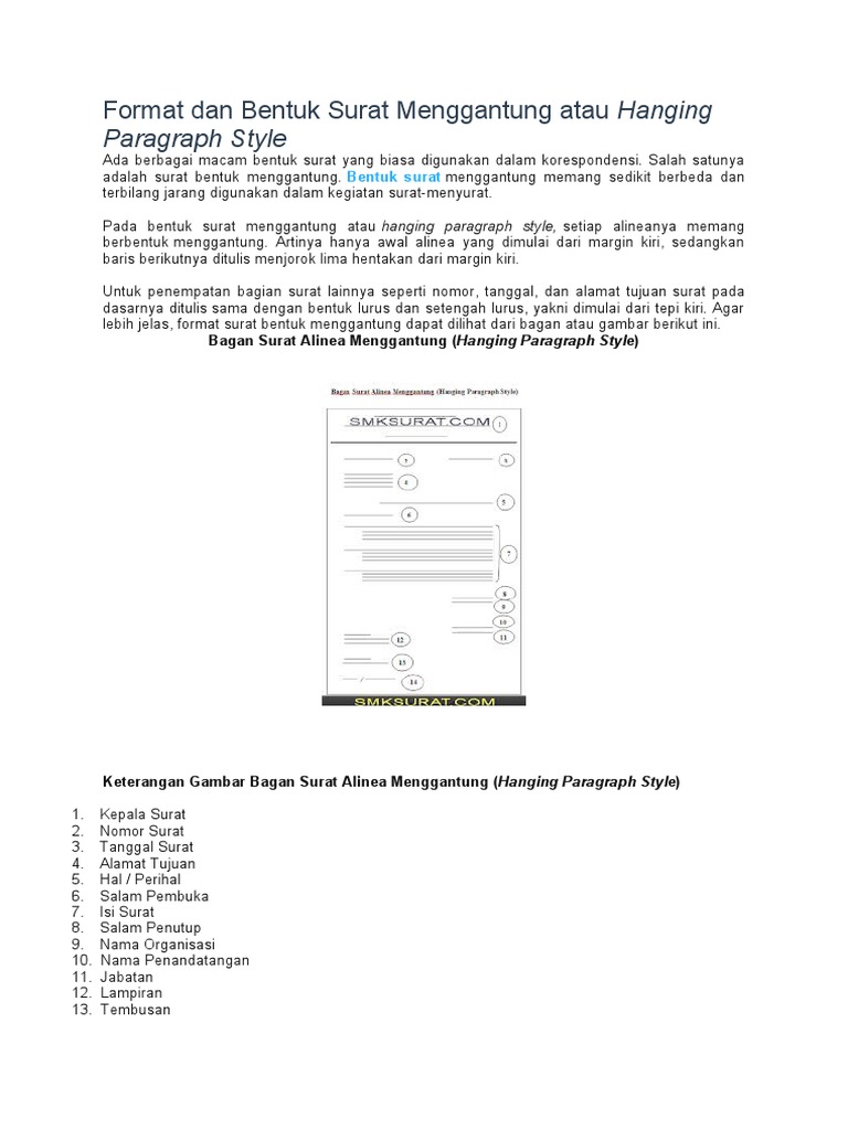 Detail Contoh Surat Hanging Paragraph Nomer 30