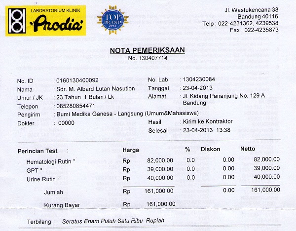 Detail Contoh Surat Hasil Medical Check Up Nomer 5