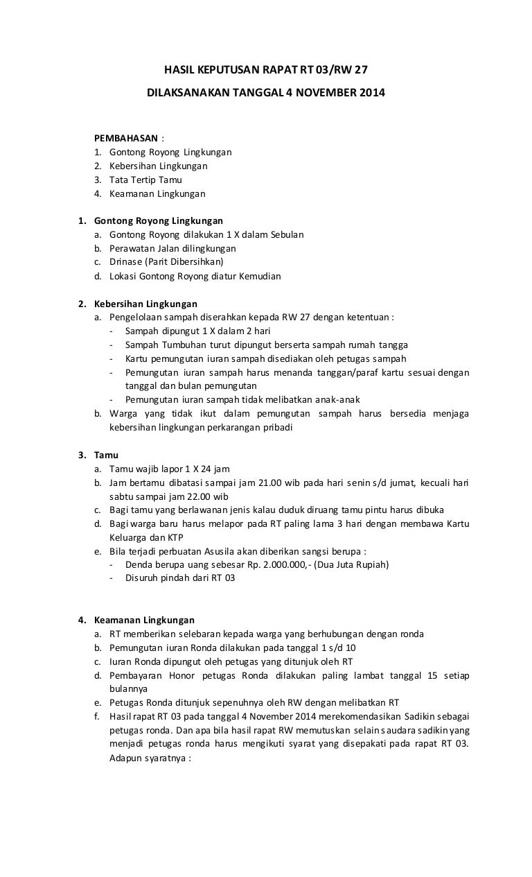 Detail Contoh Surat Hasil Rapat Nomer 3