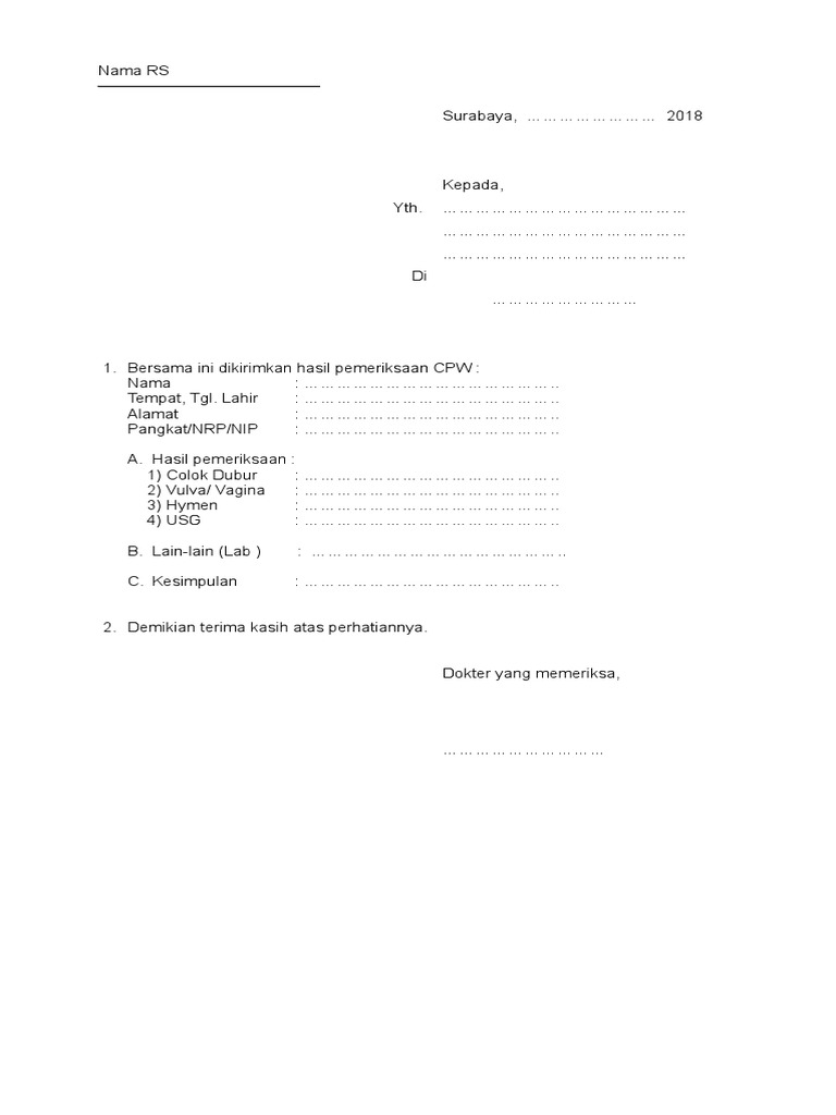 Detail Contoh Surat Hasil Tes Keperawanan Nomer 14