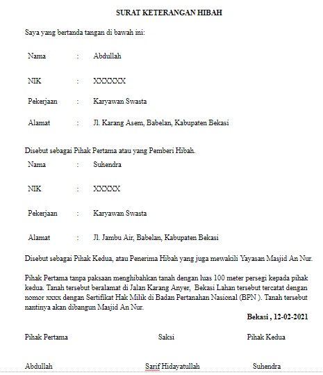 Detail Contoh Surat Hibah Barang Nomer 4