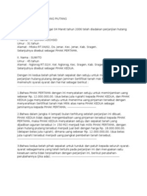 Detail Contoh Surat Hutang Dengan Jaminan Nomer 21