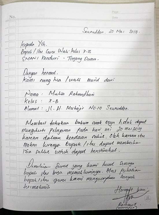 Detail Contoh Surat Ijin Sekolah Nomer 18