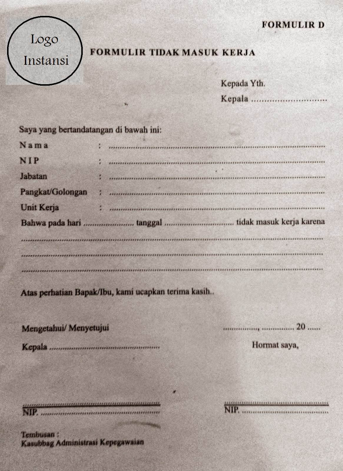 Detail Contoh Surat Ijin Tidak Masuk Kerja Nomer 19