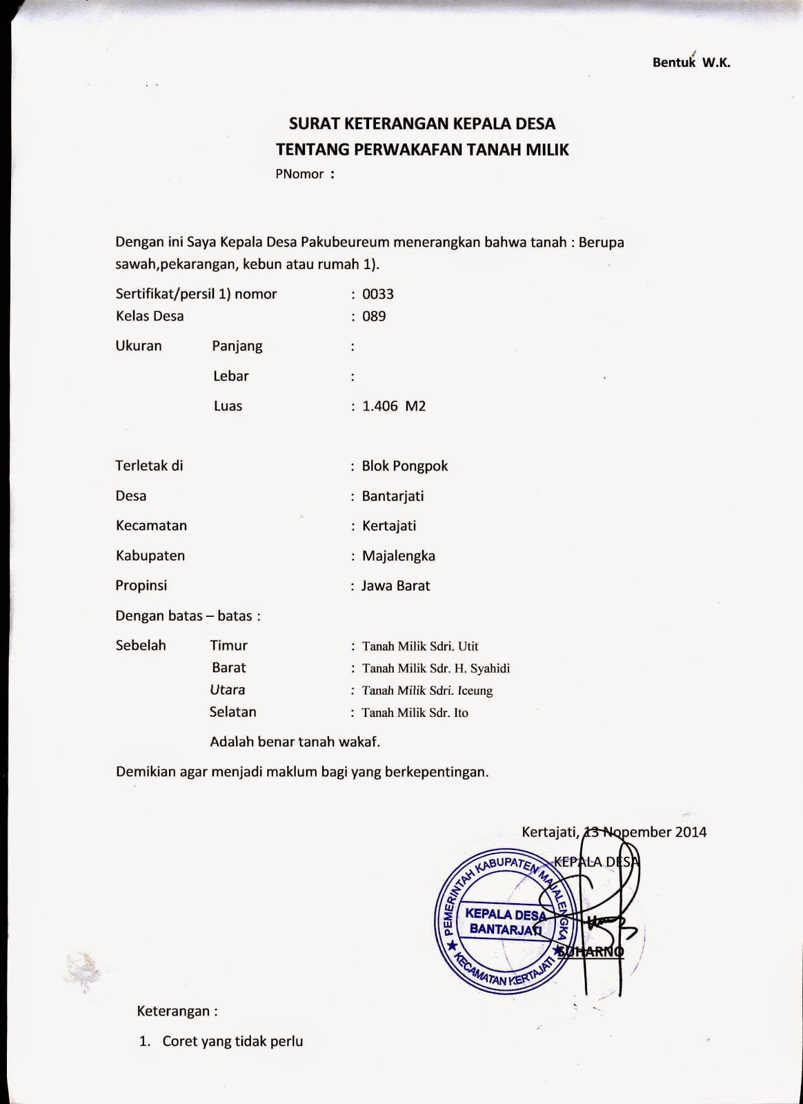 Detail Contoh Surat Ikrar Wakaf Tanah Nomer 16