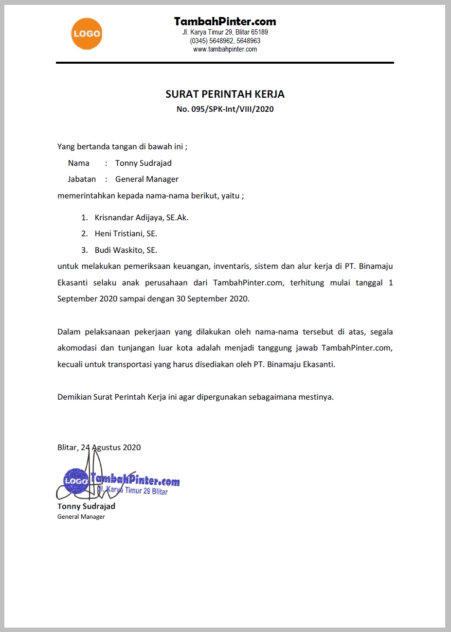 Detail Contoh Surat Instruksi Dinas Nomer 27