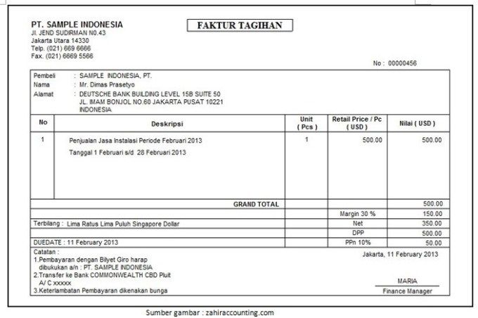 Detail Contoh Surat Invoice Pembayaran Nomer 12