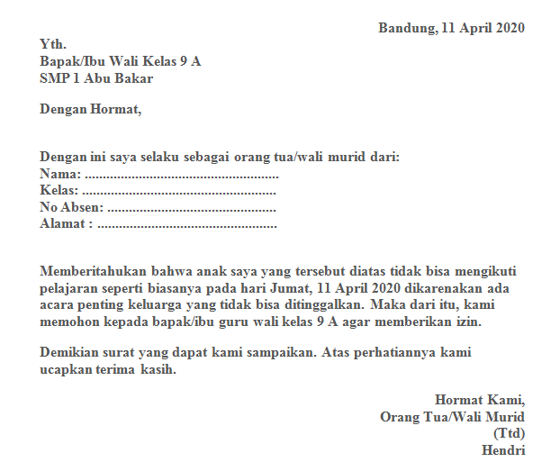 Detail Contoh Surat Izin Ada Acara Keluarga Nomer 3