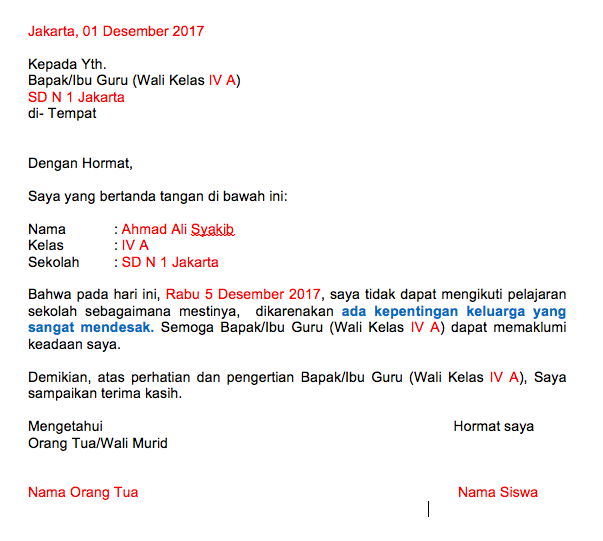 Detail Contoh Surat Izin Anak Sekolah Nomer 52