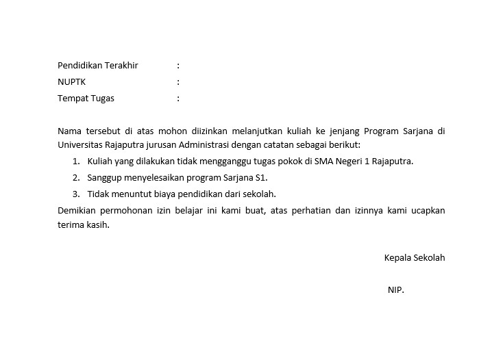 Detail Contoh Surat Izin Atasan Nomer 13