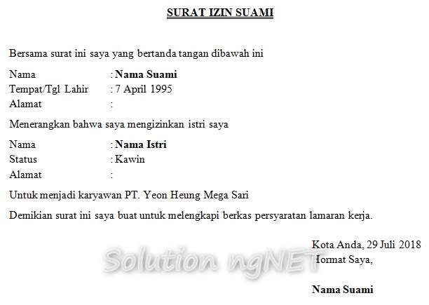 Detail Contoh Surat Izin Bekerja Nomer 36