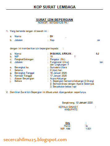 Detail Contoh Surat Izin Bepergian Ke Luar Negeri Nomer 2