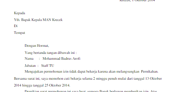 Detail Contoh Surat Izin Cuti Nikah Nomer 35