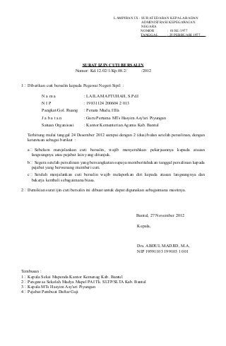 Detail Contoh Surat Izin Cuti Sakit Pns Nomer 17