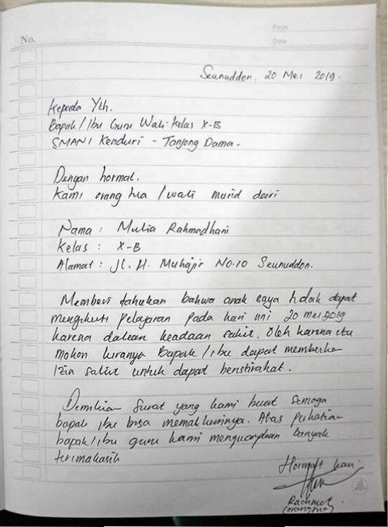 Detail Contoh Surat Izin Di Sekolah Nomer 43