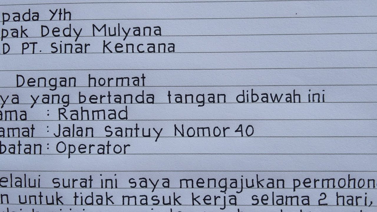 Detail Contoh Surat Izin Gak Masuk Kerja Nomer 35