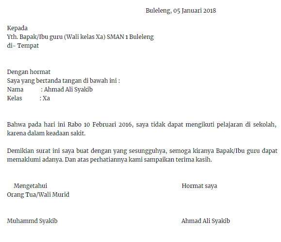 Detail Contoh Surat Izin Karena Sakit Nomer 41