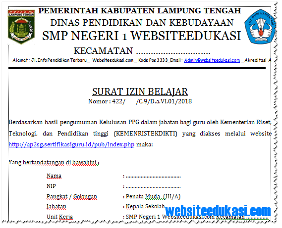 Detail Contoh Surat Izin Kepala Sekolah Nomer 22